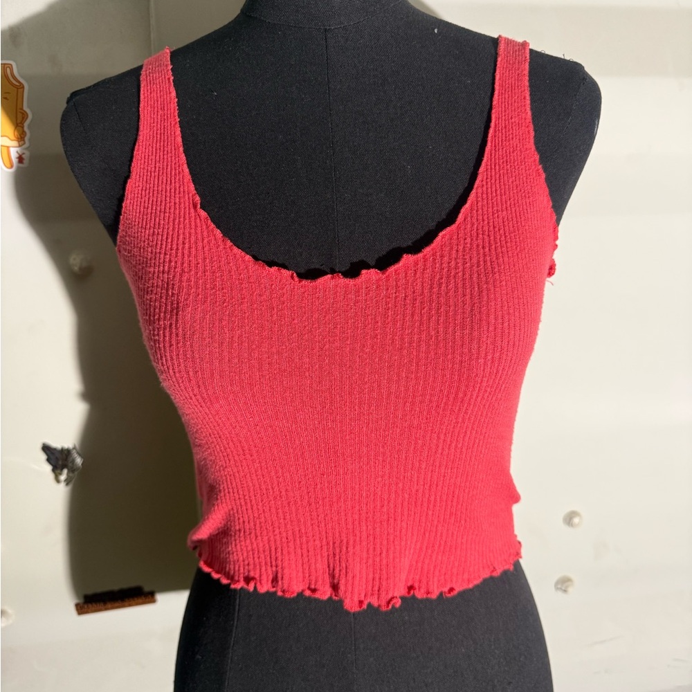 Full Tilt Red Ribbed Tank Top